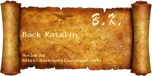 Back Katalin névjegykártya
